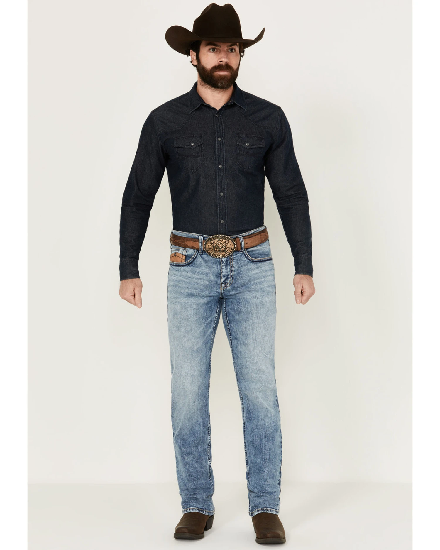 Cody James Core Men's Clover Leaf Light Wash Stretch Slim Straight Jeans - Image 6