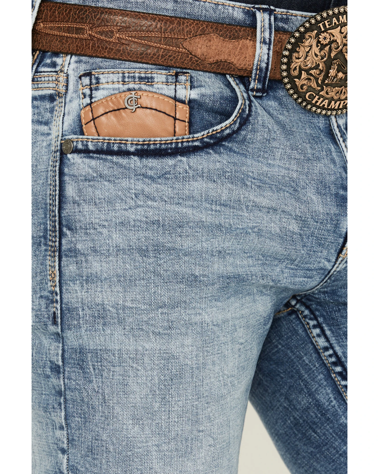 Cody James Core Men's Clover Leaf Light Wash Stretch Slim Straight Jeans