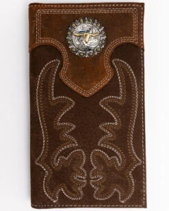Cody James Men's Boot Stitch Long Horn Leather Checkbook Wallet