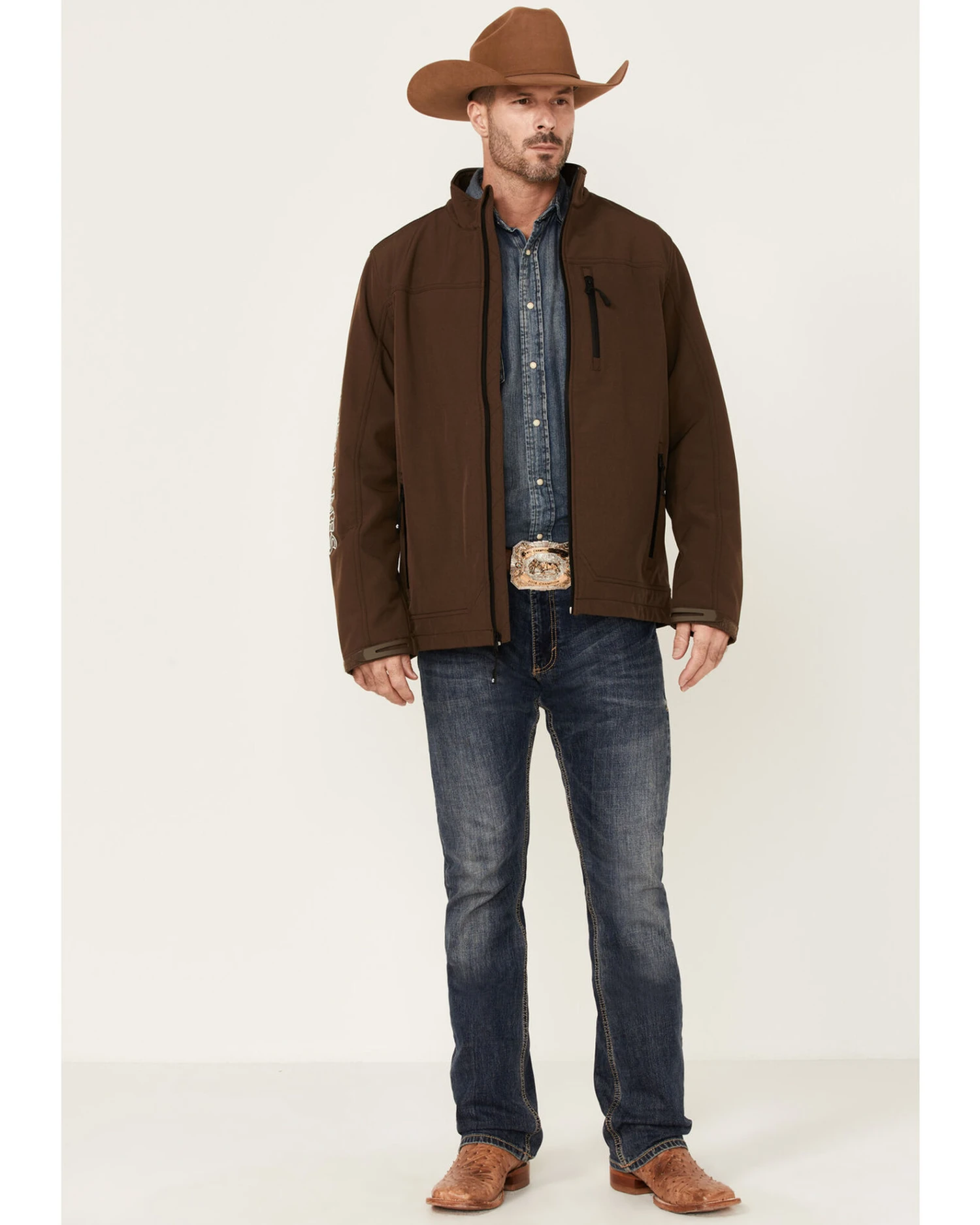 Cody James Core Men's Camo Print Logo Sleeve Zip-Front Steamboat Jacket - Image 3