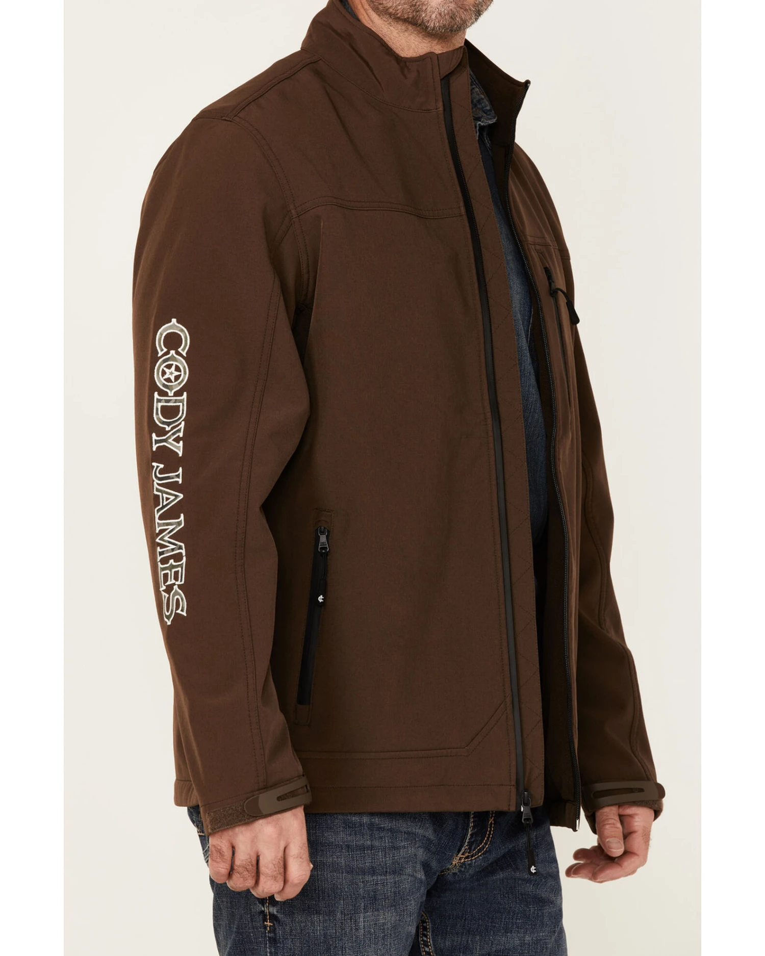 Cody James Core Men's Camo Print Logo Sleeve Zip-Front Steamboat Jacket - Image 2