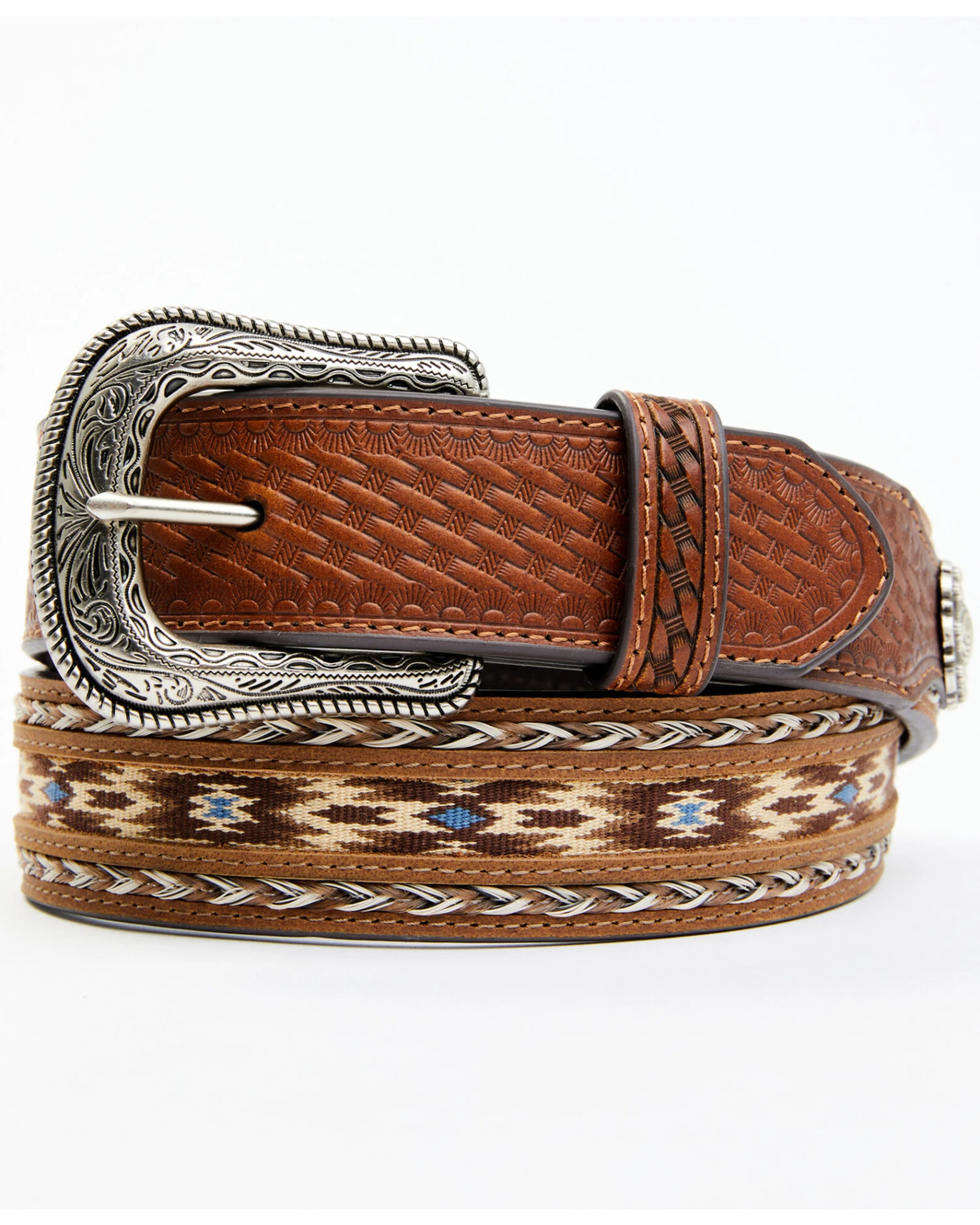 Cody James Men's Southwestern Concho Ribbon Inlay Belt - Image 2