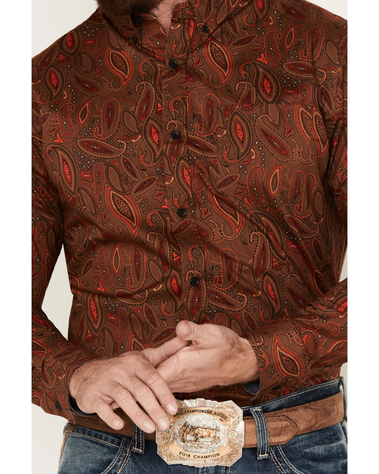Cody James Men's Tortuga Paisley Print Button Down Western Shirt - Image 4