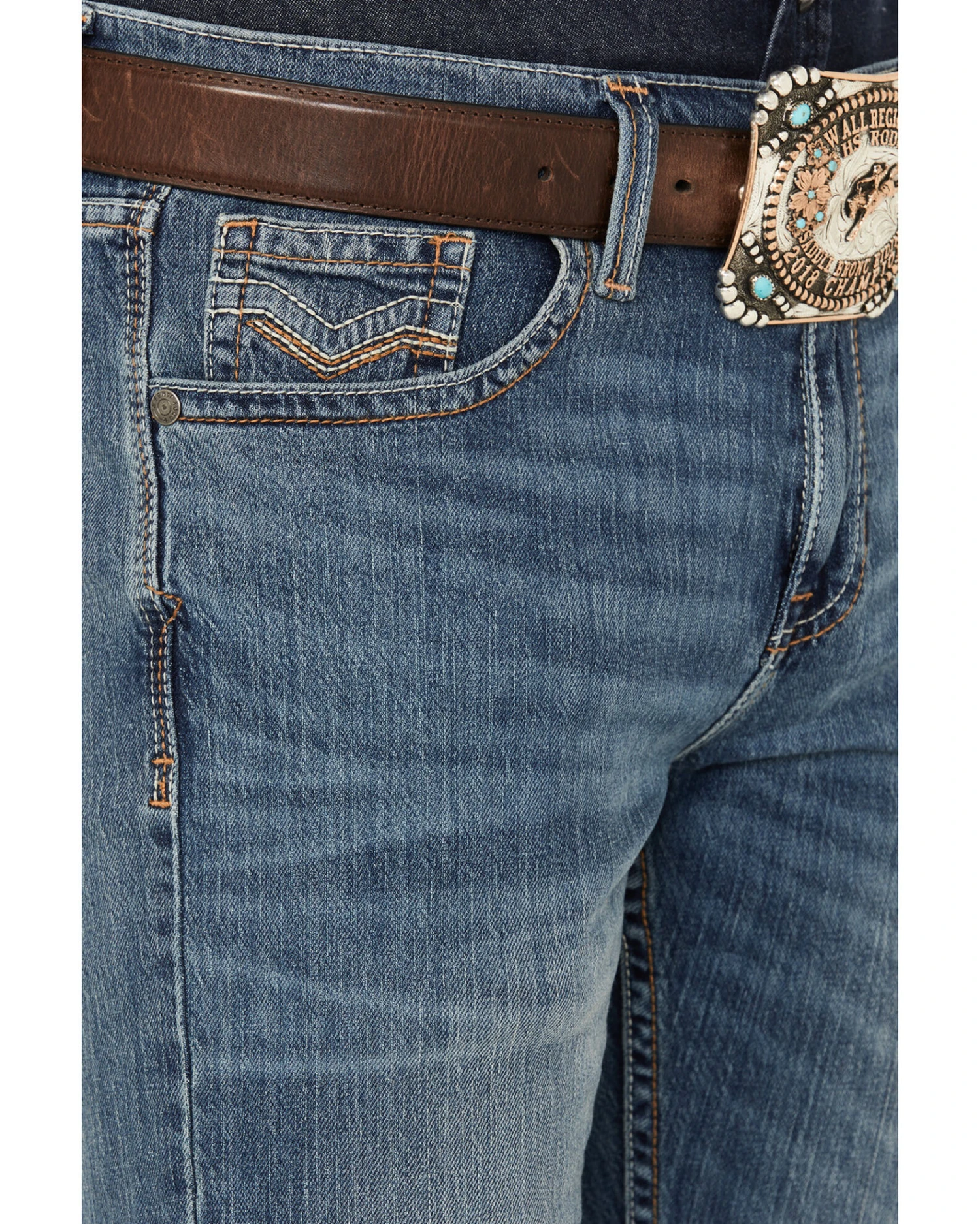 Cody James Men's Light A Shuck Medium Wash Relaxed Bootcut Stretch Denim Jeans - Image 4