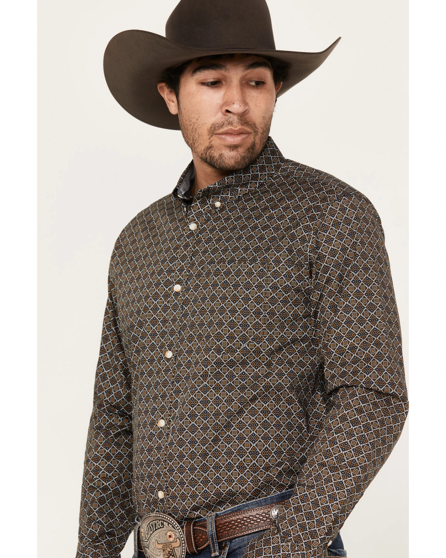 Cody James Men's Money Maker Print Long Sleeve Button Down Western Shirt - Tall